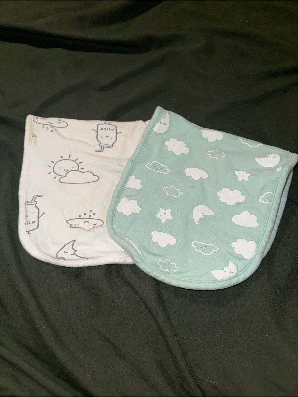 Carter's Mint Green & White Cloud and Moon Burp Cloths